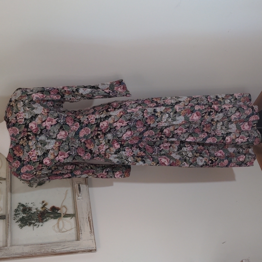 Vintage 80's 90's Floral Long Midi Dress - Picture 7 of 12